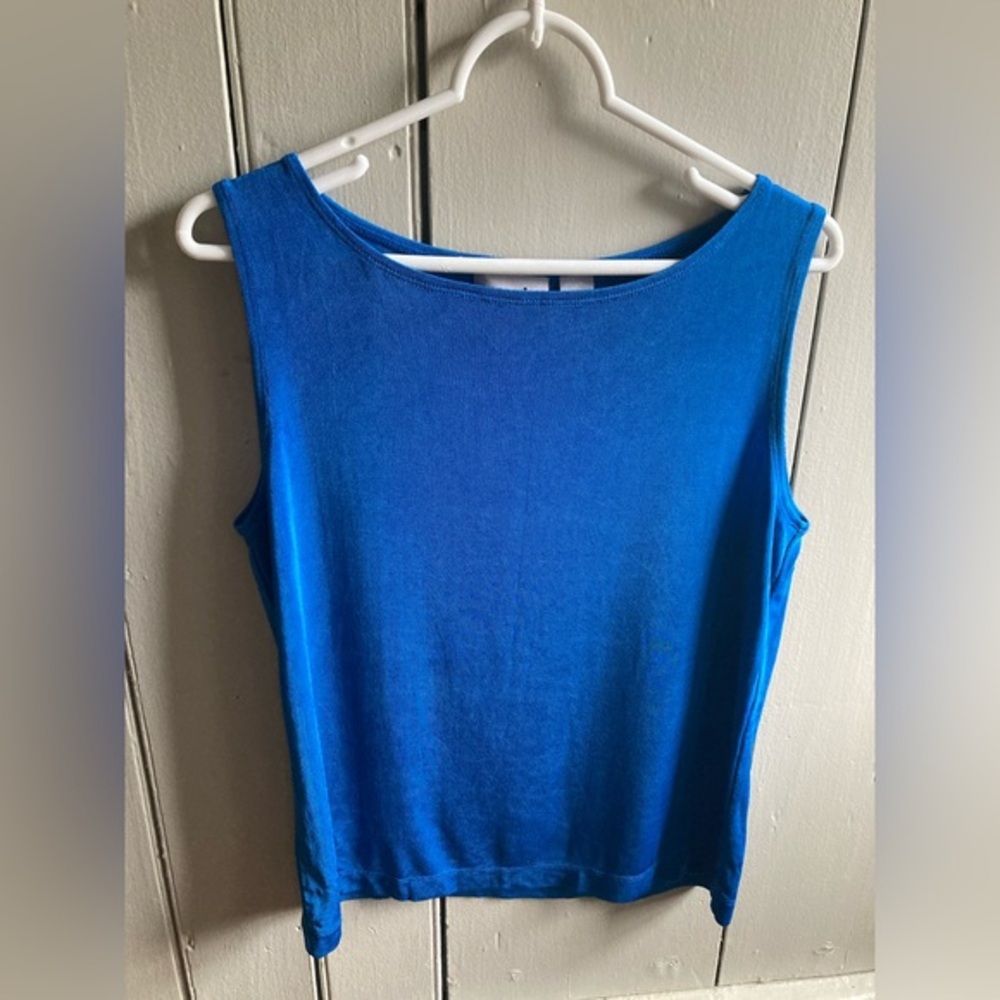 Chico's Travelers Tank Top Womens Sz 2 Blue Sleeveless Shirt Slinky L